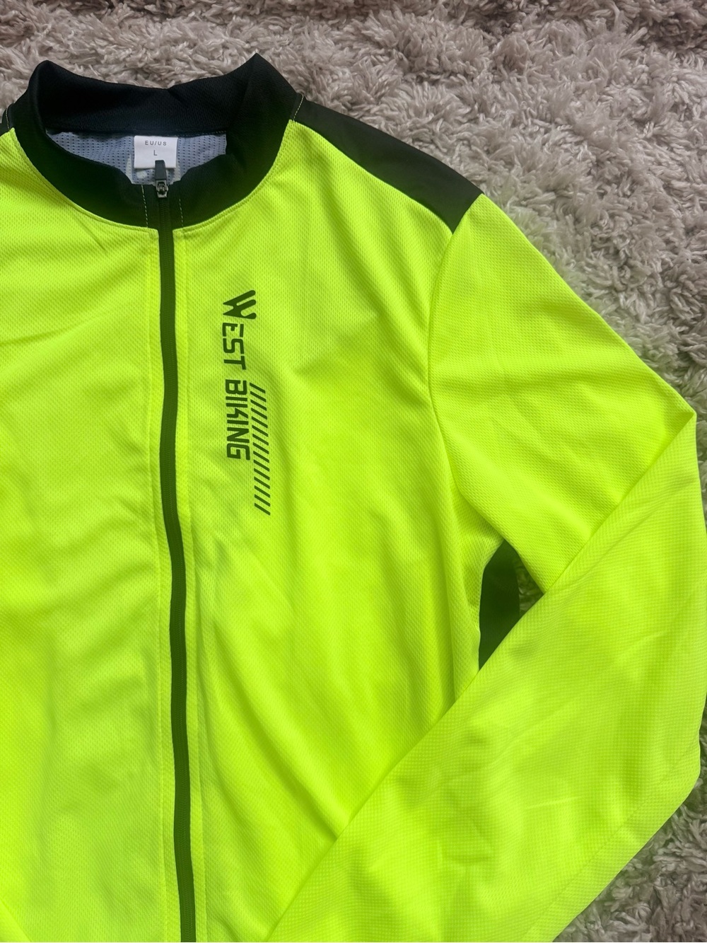 WEST BIKING Neon Flourescent Cycling Jacket Long Sleeve Top Riding Coat Jersey L